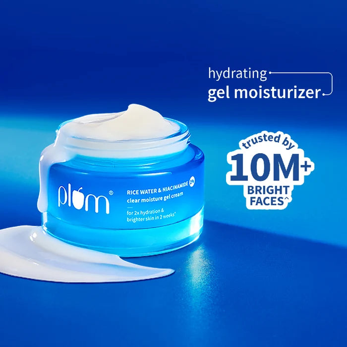 PLUM RICE WATER & NIACINAMIDE 2% CLEAR MOISTURE GEL CREAM | FOR 2X HYDRATION & BRIGHTER SKIN IN 2 WEEKS |FOR ALL SKIN TYPES 50g 1.76 oz.