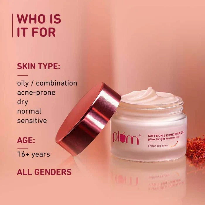 PLUM SAFFRON & KUMKUMADI OIL GLOW BRIGHT MOISTURIIZER | ENHANCES GLOW SPF 35 FOR ALL SKIN TYPE 50g 1.76 oz
