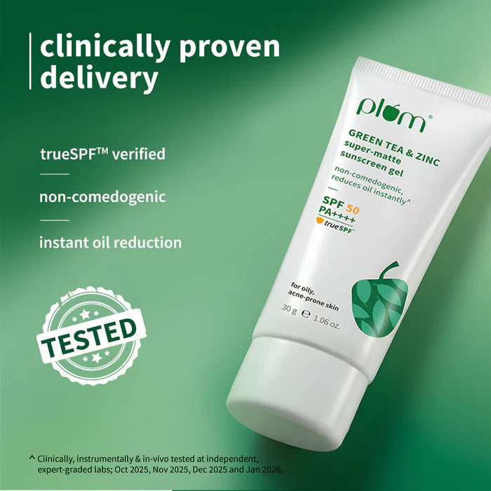PLUM GREEN TEA & ZINC SUPER - MATTE SUNSCREEN GEL | PROTECT FROM UV, CONTROL OIL SPF 50 PA++++ TRUE SPF  50g 1.76 oz.