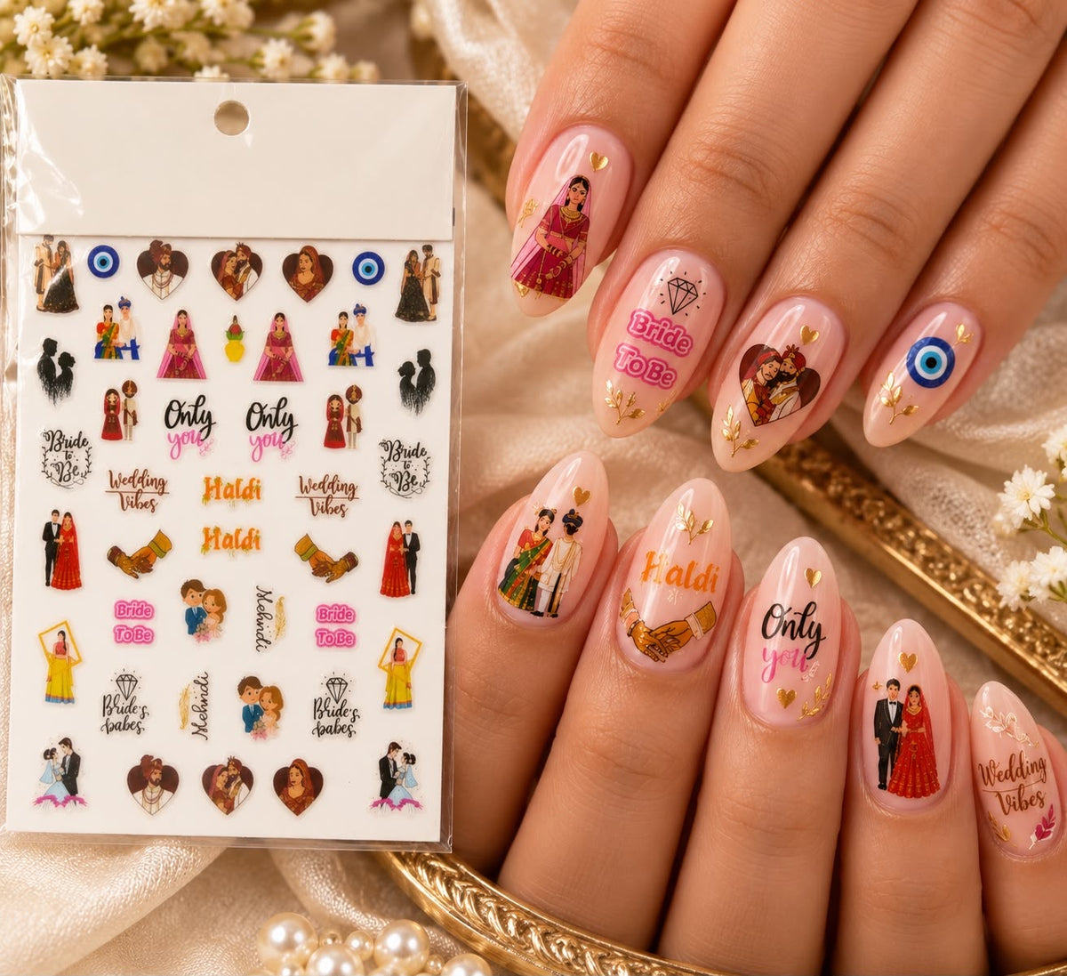 Bride & Groom Wedding Nail Stickers.