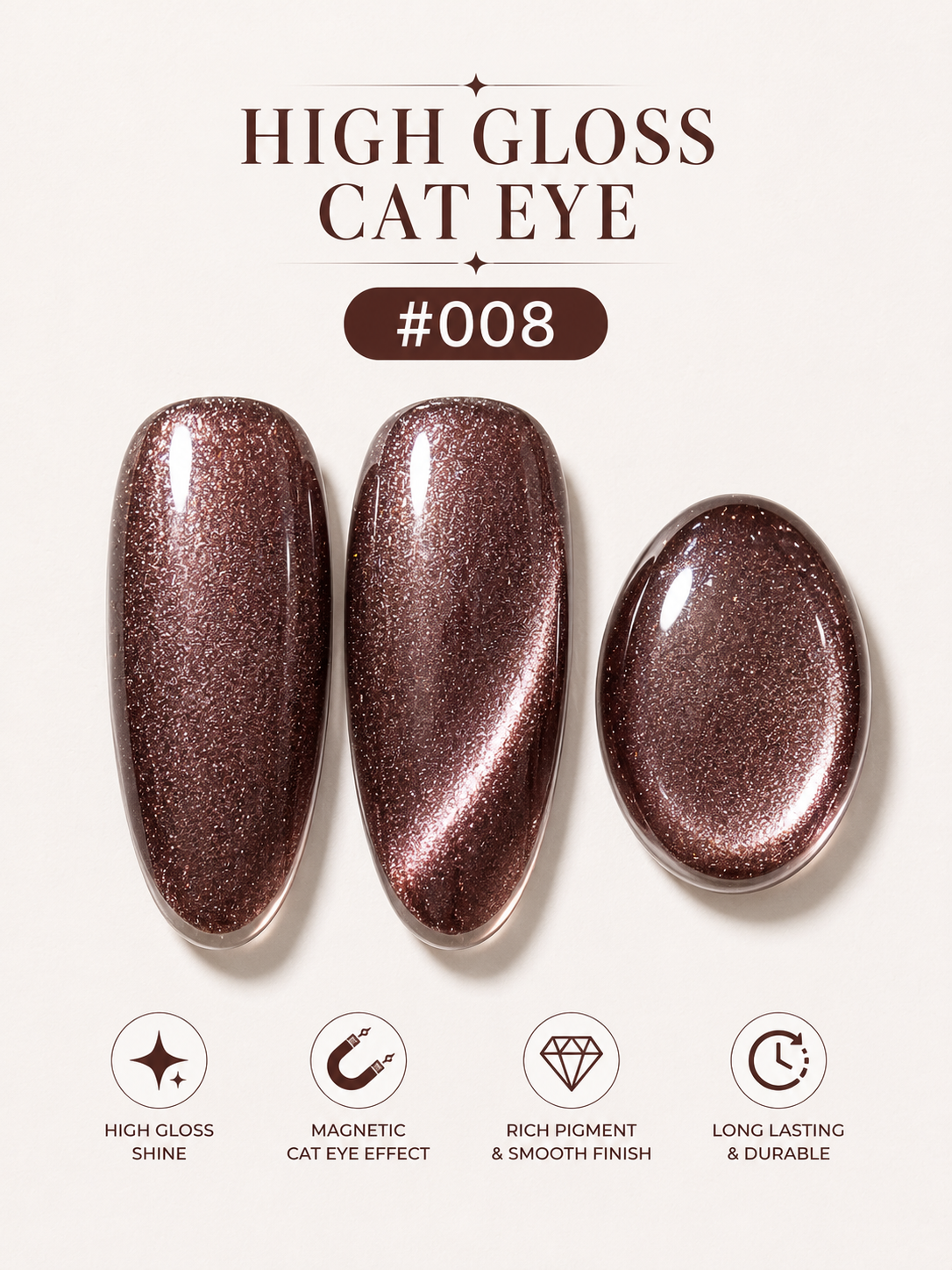Mynk Professional High Gloss Cat Eye for Nails delivers salon-quality shine with a mesmerizing cat eye effect.