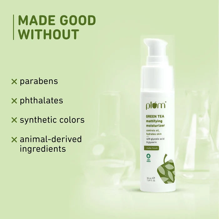 PLUM GREEN TEA OIL FREE MOISTURIZER | FIGHTS PIMPLES, INSTANTLY HYDRATES | WITH NIACINAMIDE & HYALURONIC ACID OIL FREE HYDRATION 50ml 1.69 fi. oz.