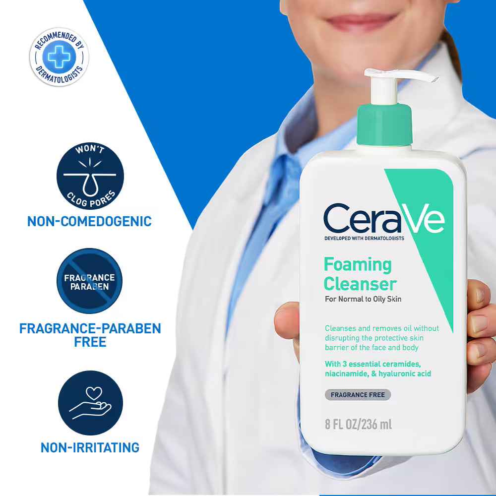 CeraVe Foaming Cleanser Face Wash For Oily Skin (236 ml)