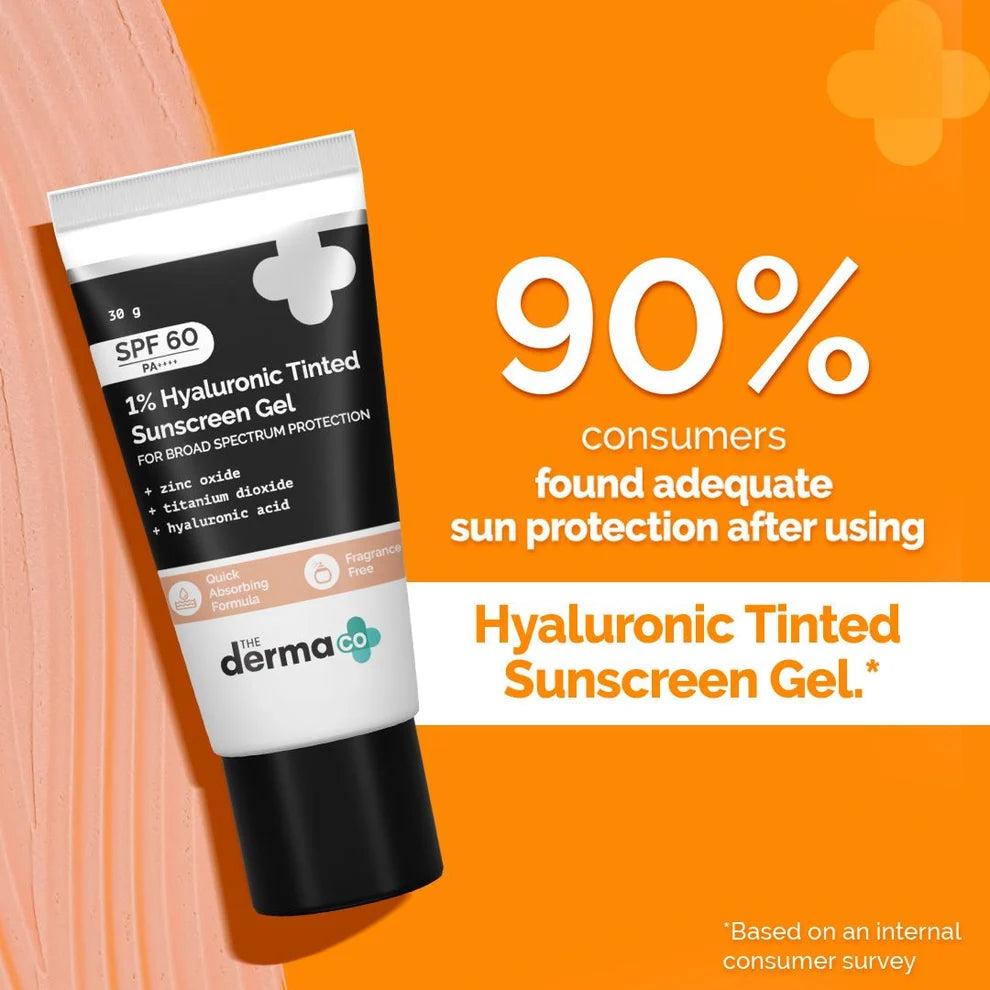 The Derma Co 1% Hyaluronic Acid Tinted Sunscreen Gel.