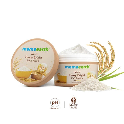 Mamaearth Rice Dewy Bright Face Pack with Rice Water & Niacinamide For Glass Skin - 200 g