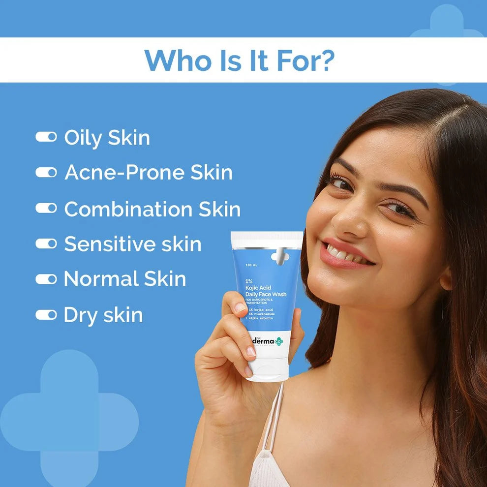 The Derma Co 1% Kojic Acid Face Wash with Niacinamide & Alpha Arbutin For Dark Spots & Pigmentation - 150 ml