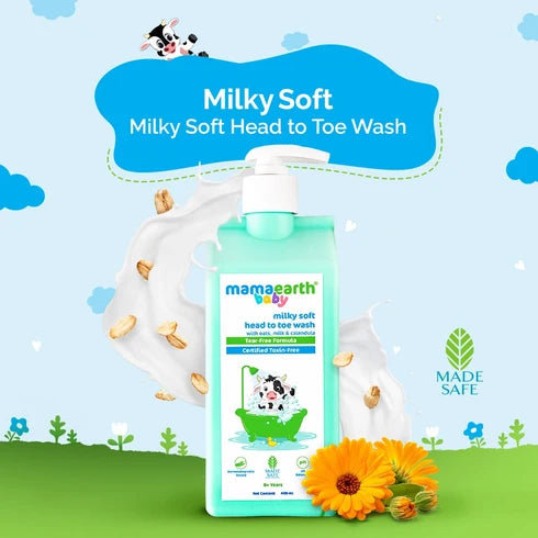 Mamaearth Milky Soft Head to Toe Wash With Oats, Milk, and Calendula for Babies- 400ml