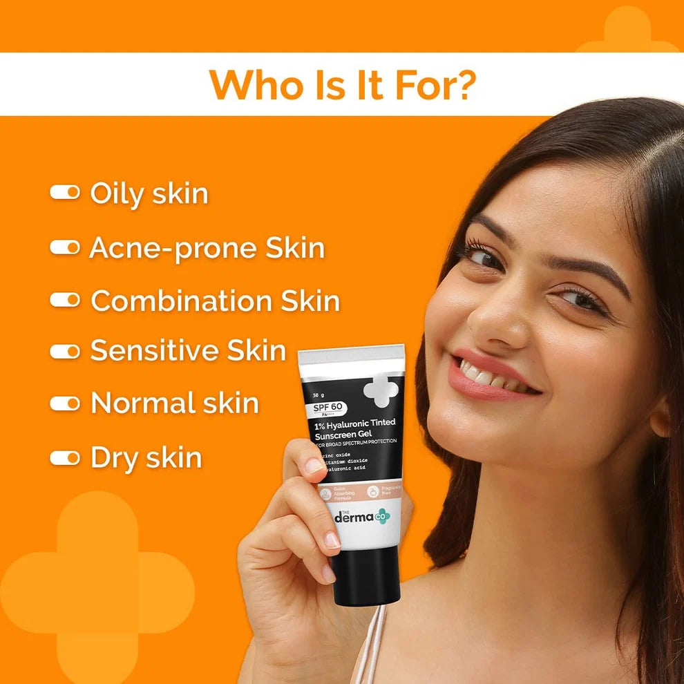 The Derma Co 1% Hyaluronic Acid Tinted Sunscreen Gel.