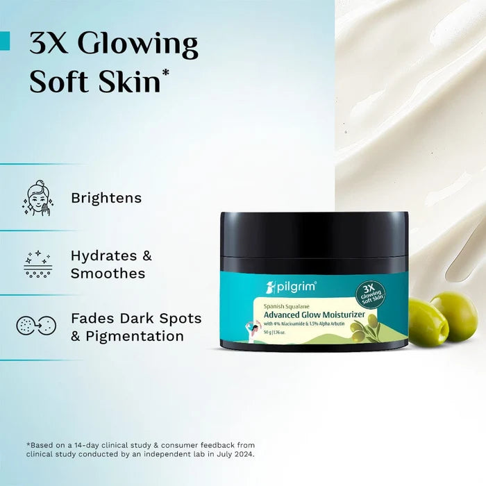 PILGRIM Spanish Squalane Advanced Glow Moisturizer | With 4% Niacinamide & 1.5% Alpha Arbutin | All Skin Types 50g | 1.76 oz.