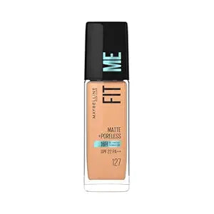 Maybelline New York Fit Me  Foundation For All Skin Type,Full Matte Finish, With SPF 22 PA++ | 16H Oil Control Foundation  | Fit Me Matte + Poreless, 30ml