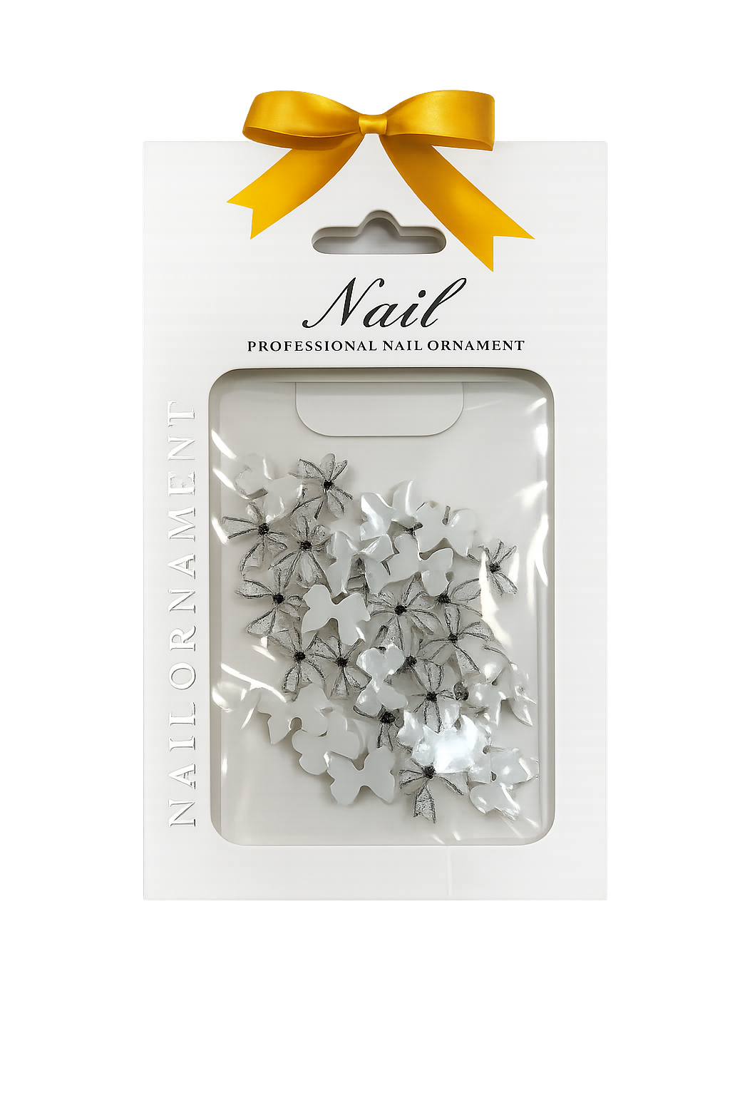 Elegant white nail bows add a delicate, feminine touch to your manicure.
