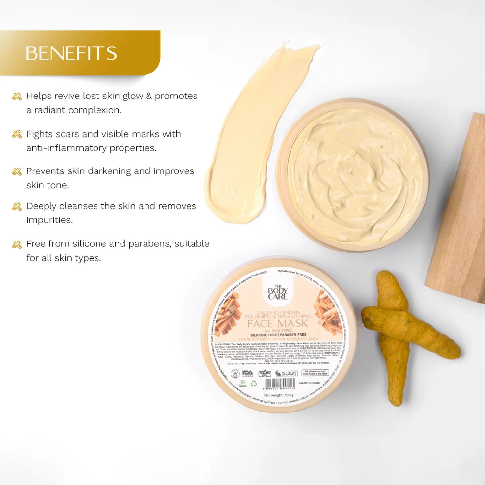 The Body Care Haldi-Chandan Polishing & Brightening Face Mask.