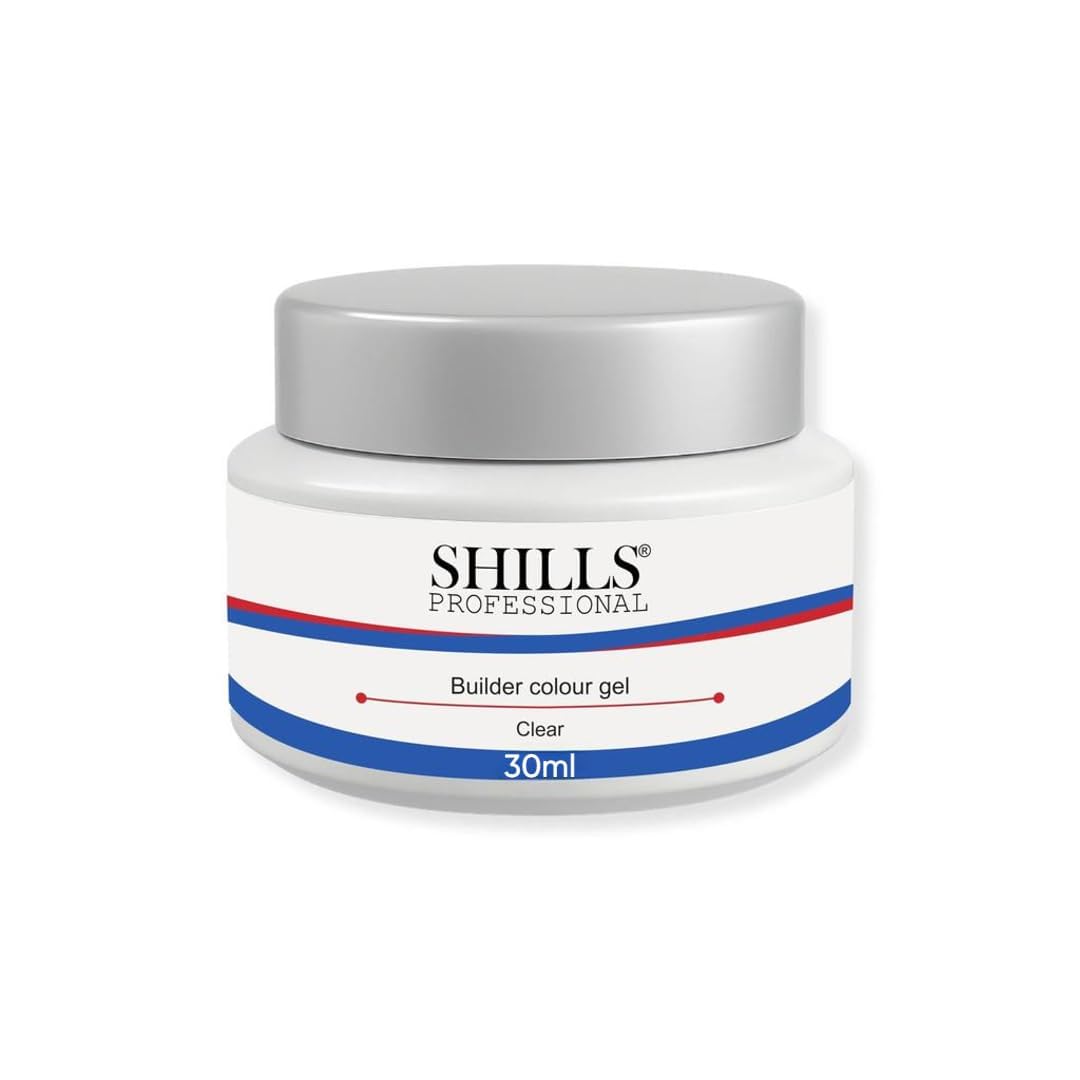 Shills Professional Builder Gel – Hard UV LED Extension Gel for Nail Extensions & Overlay | White, Pink, Nude, Peach, Clear | Thick Self-Leveling Nail Builder Gel (Clear, 30ml)