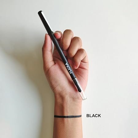 FLiCKA Kohl Story Kajal | Waterproof, Smudgeproof, Ultra-Creamy Texture, Intense Kajal, Long-lasting Formula upto 18hrs, 01 Black, 1.2 g