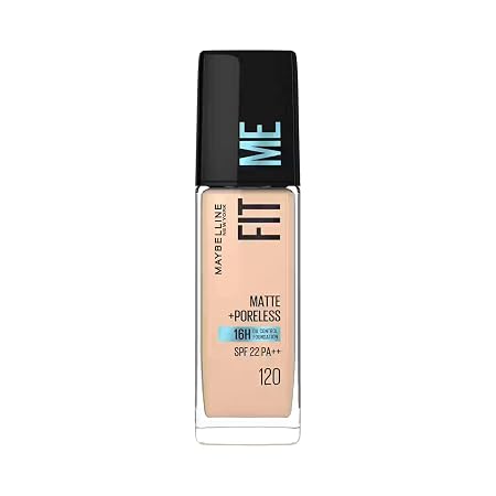 Maybelline New York Fit Me  Foundation For All Skin Type,Full Matte Finish, With SPF 22 PA++ | 16H Oil Control Foundation  | Fit Me Matte + Poreless, 30ml