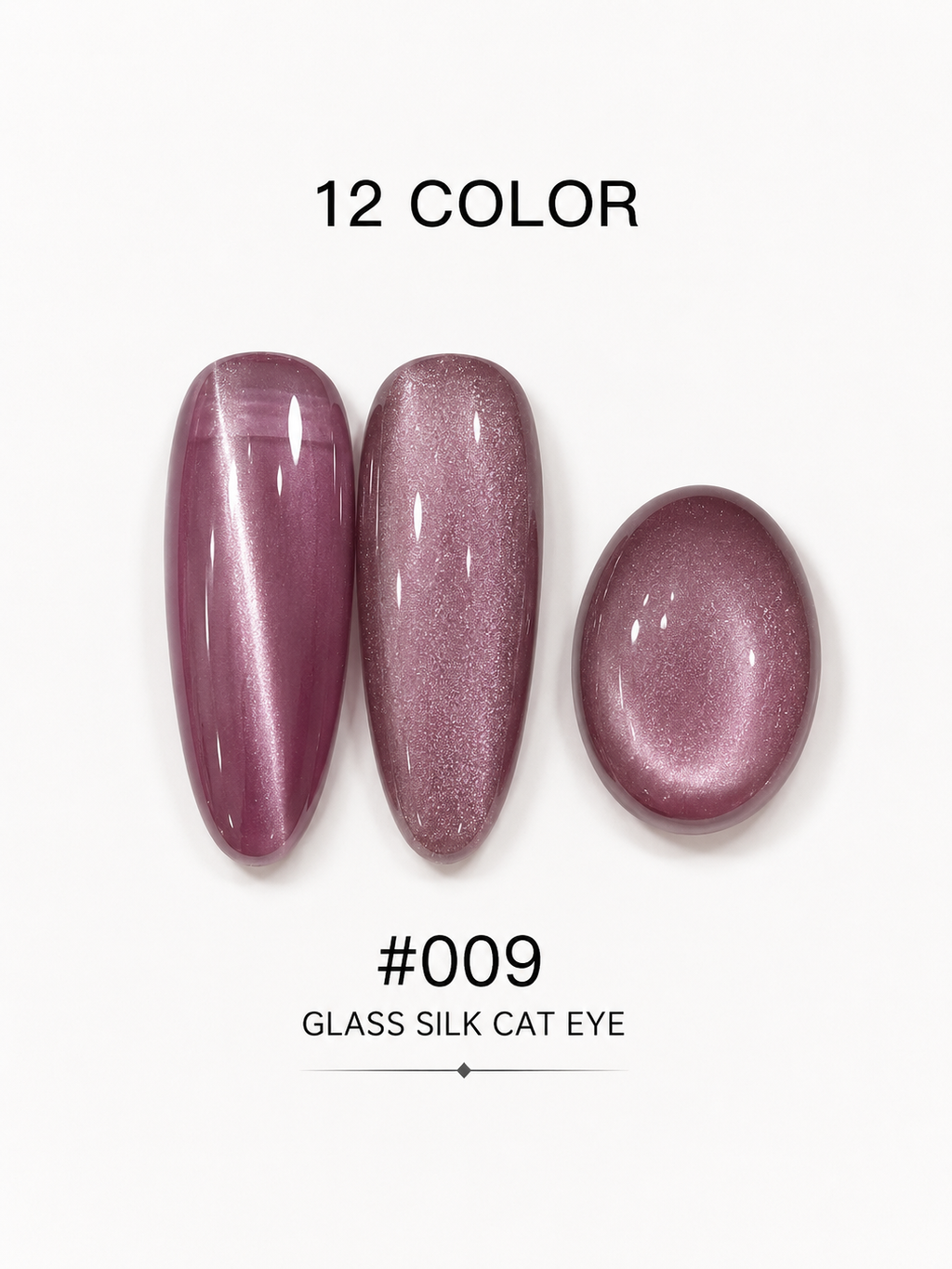 Mynk Professional Glass Silk Cat Eye Nail Polish Collection features 12 stunning shades with a mesmerizing glass silk finish.