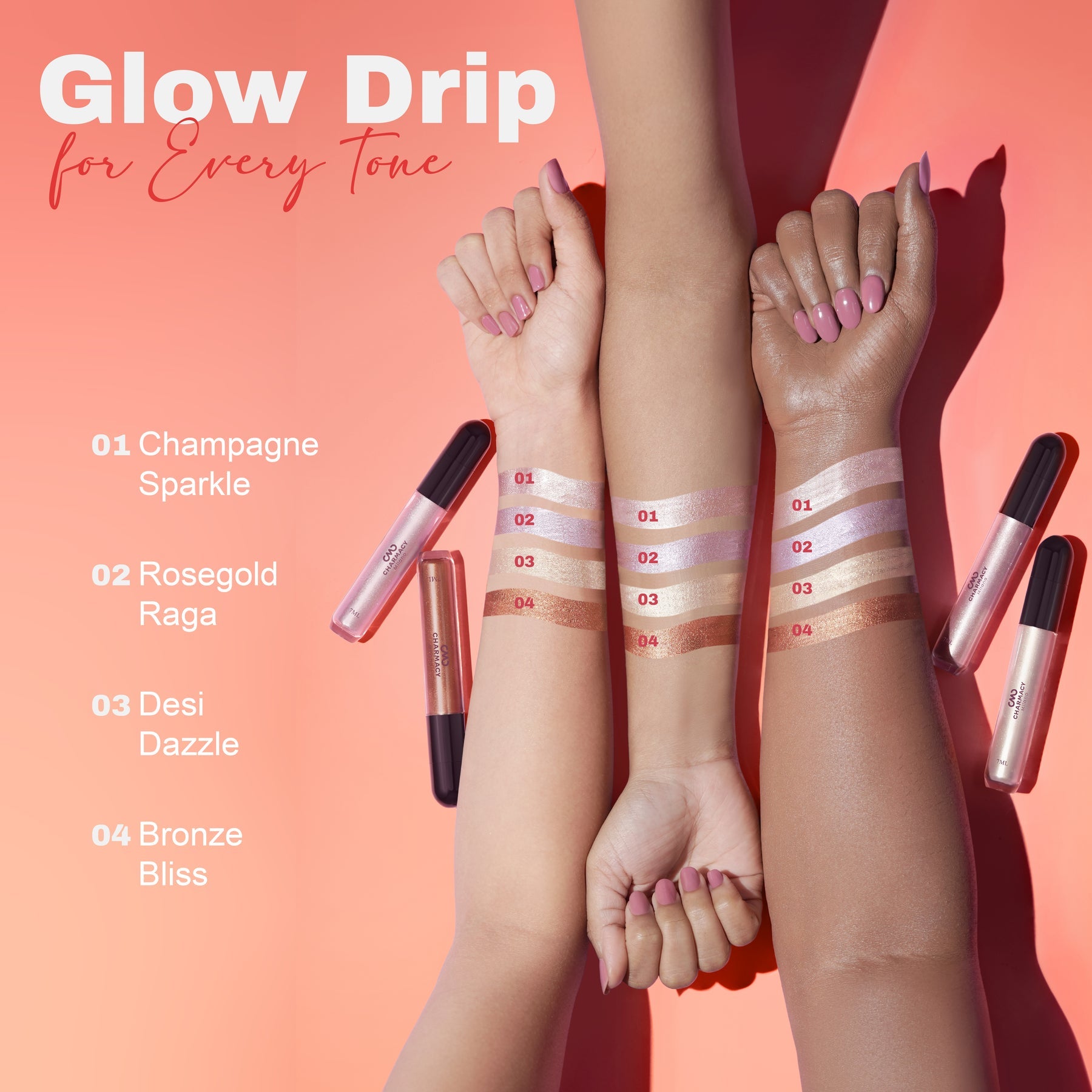 Charmacy Milano CMC Glow Drip Champagne Sparkle Highlighter - 01