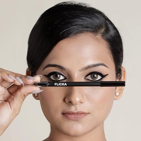 FLiCKA Kohl Story Kajal | Waterproof, Smudgeproof, Ultra-Creamy Texture, Intense Kajal, Long-lasting Formula upto 18hrs, 01 Black, 1.2 g