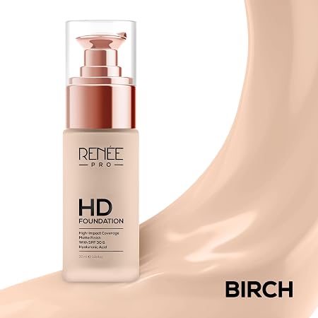 RENEE Pro Hd Foundation Matte Finish Lotion For All Skin Types | Highly Blendable Formula With Spf30|Weightless & Long Lasting | Full Coverage Enriched With Aloe, Coffee, Chamomile & Vitamin E,35 Ml