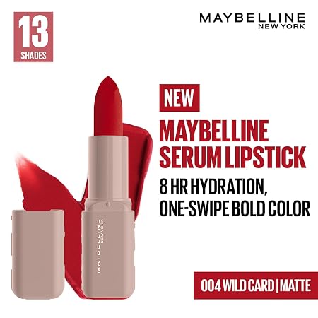 Maybelline New York Serum Lipstick (Mattie) weightless hydration, One-swipe bold color, 4.2g
