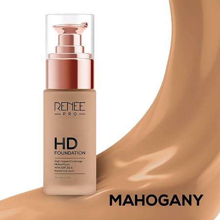 RENEE Pro Hd Foundation Matte Finish Lotion For All Skin Types | Highly Blendable Formula With Spf30|Weightless & Long Lasting | Full Coverage Enriched With Aloe, Coffee, Chamomile & Vitamin E,35 Ml