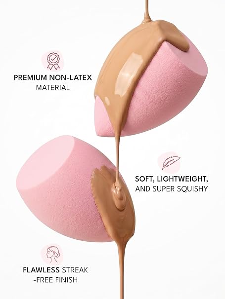 FLiCKA Beauty Blender with Case | Easy to Clean, Maintain & Store | Latex-Free Blender | Suitable for Sensitive Skin with Case for Women