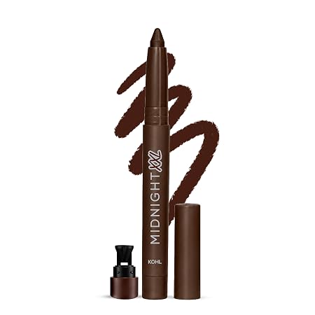 RENEE Midnight XXL Kajal | Black Kohl Pencil with Built-in Sharpener | Waterproof, Smudge-proof, 24Hr Long-Lasting | Ultra-Rich Pigment, Smooth Glide | 1.5g