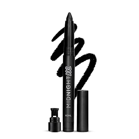 RENEE Midnight XXL Kajal | Black Kohl Pencil with Built-in Sharpener | Waterproof, Smudge-proof, 24Hr Long-Lasting | Ultra-Rich Pigment, Smooth Glide | 1.5g