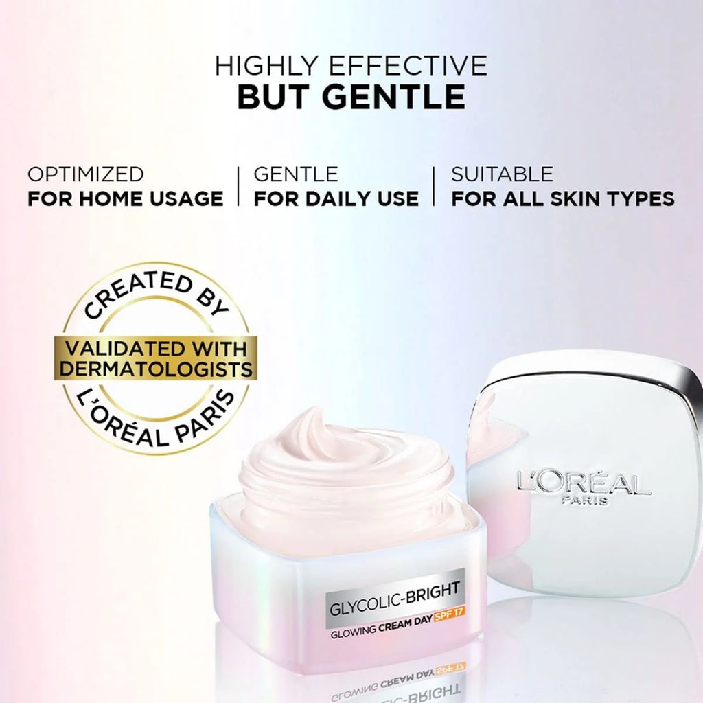 L'OREAL PARIS GLYCOLIC-BRIGHT GLOW DAY CREAM SPF 30 | Brightens & Visibly Reduces Spots | Glycolic+Niacinamide  50ml
