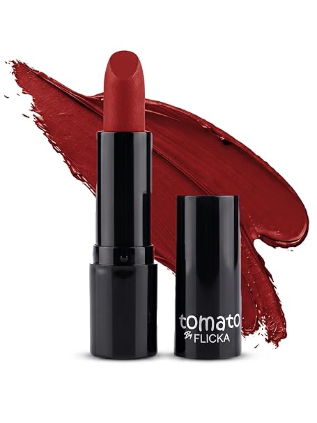 FLiCKA Tomato Bullet Matte Lipstick| Non-transfer Lipstick, Waterproof, Hydrating, Moisturizing, Upto 6Hrs 4.2g