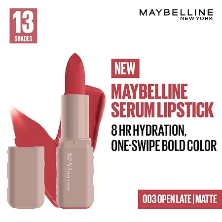 Maybelline New York Serum Lipstick (Mattie) weightless hydration, One-swipe bold color, 4.2g