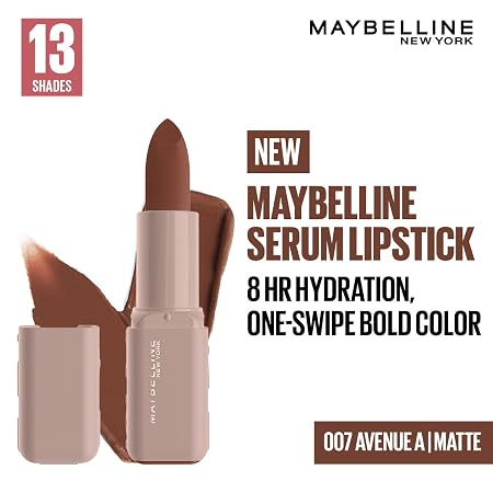 Maybelline New York Serum Lipstick (Mattie) weightless hydration, One-swipe bold color, 4.2g