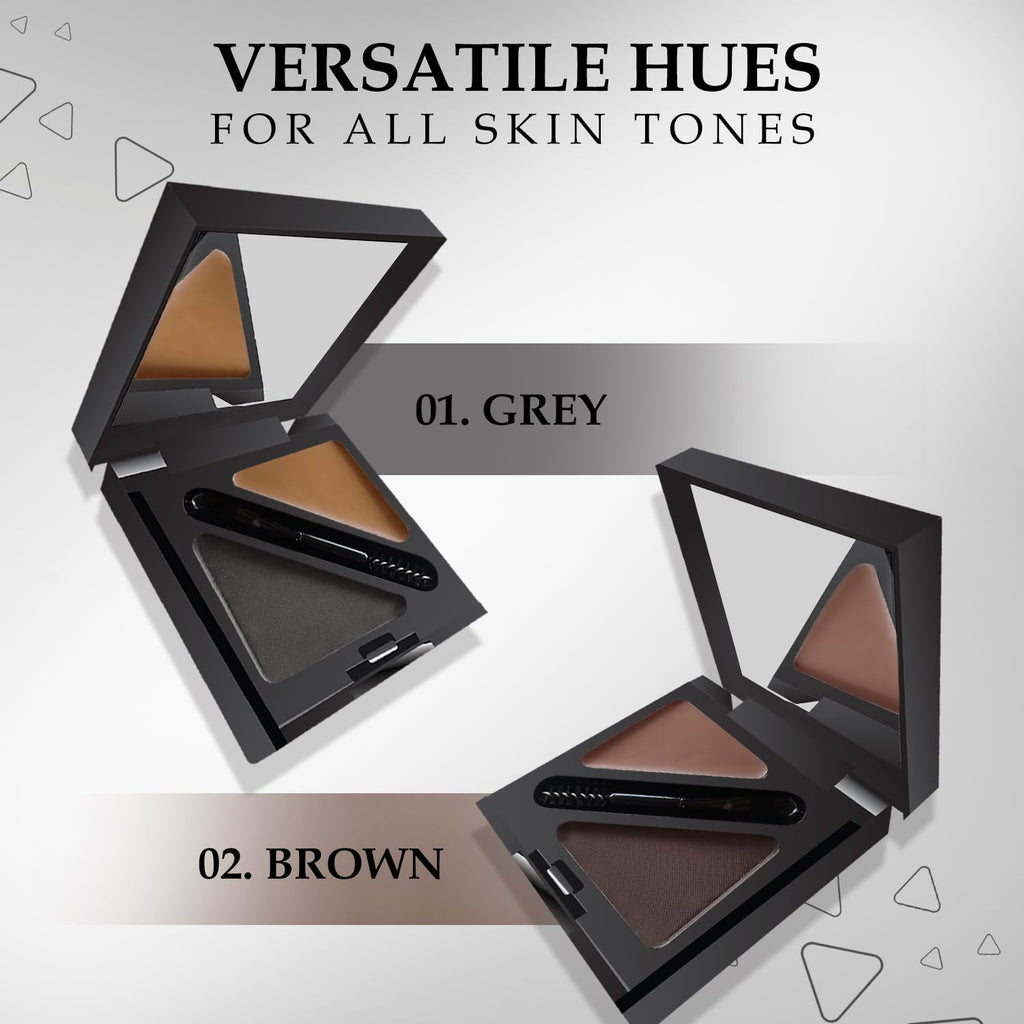 FACES CANADA HD Shape Up Brow Kit - Grey 01, 2.8g | Eyebrow Duo Kit - Wax & Powder With Brush | Long-Lasting | Precise & Natural Looking | Rich Color Payoff | Shaped & Defined Brows | Cruelty-free