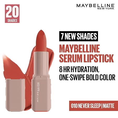 Maybelline New York Serum Lipstick (Mattie) weightless hydration, One-swipe bold color, 4.2g