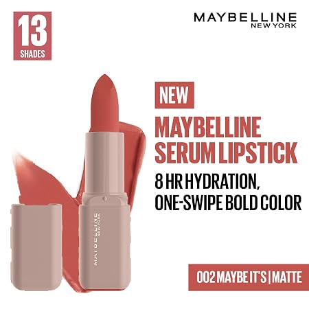 Maybelline New York Serum Lipstick (Mattie) weightless hydration, One-swipe bold color, 4.2g