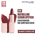 Maybelline New York Serum Lipstick (Satin) weightless hydration, One-swipe bold color, 4.2g