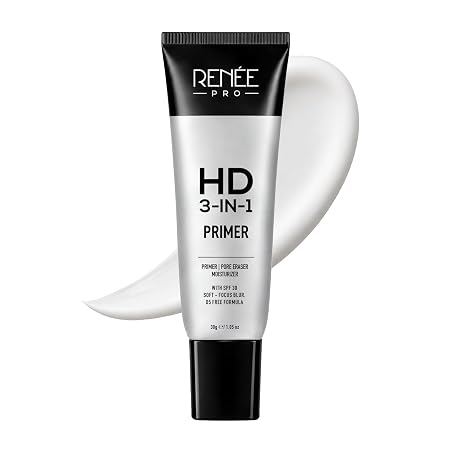 RENEE PRO HD 3-In-1 Primer | Blurs Pores & Fine Lines, Smooths & Moisturizes Skin, Controls Excess Oil | Infused With Sodium Hyaluronate, Vitamin E & SPF 30 | 30g