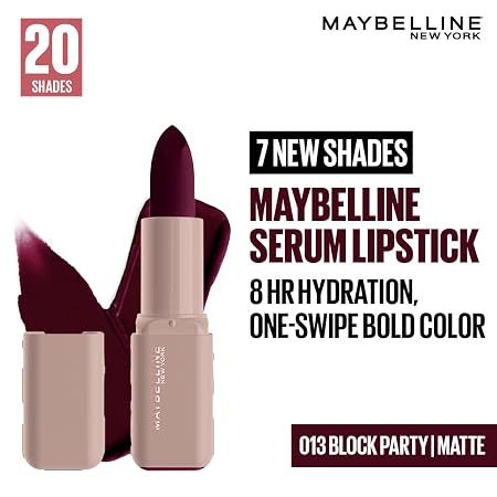 Maybelline New York Serum Lipstick (Mattie) weightless hydration, One-swipe bold color, 4.2g
