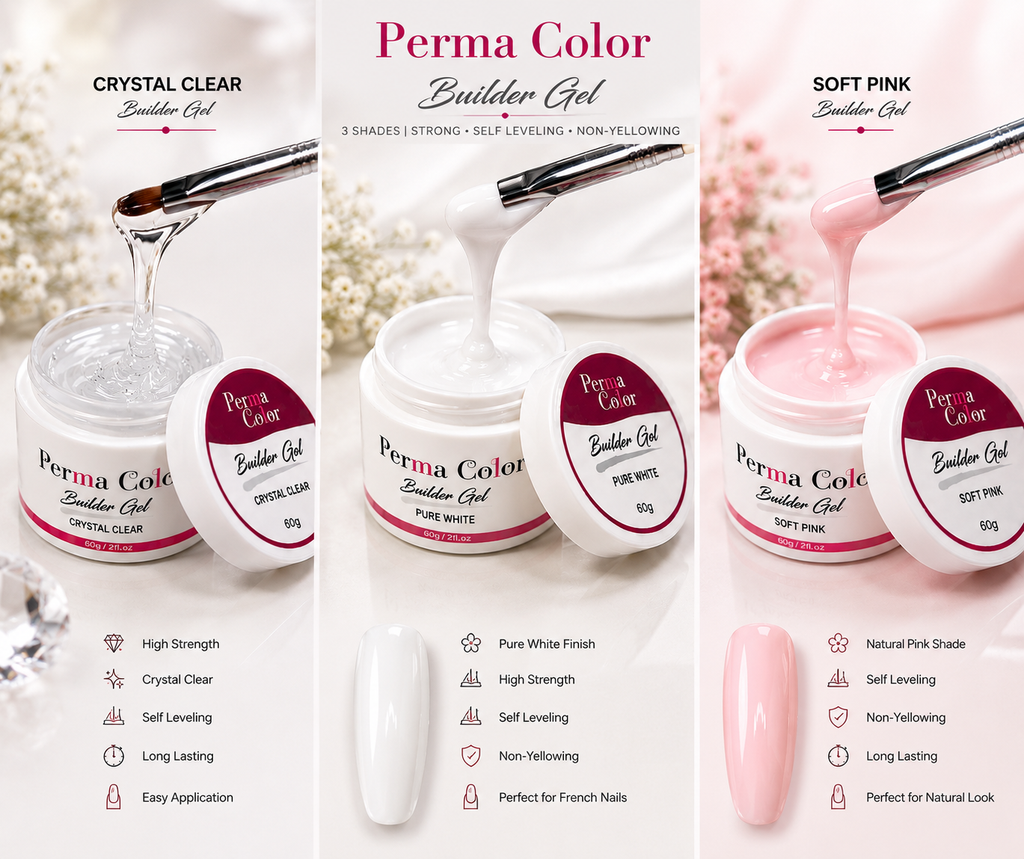Perma Color Builder Gel transforms your nail care routine with long-lasting, vibrant color that builds strength with every application.