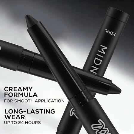 RENEE Midnight XXL Kajal | Black Kohl Pencil with Built-in Sharpener | Waterproof, Smudge-proof, 24Hr Long-Lasting | Ultra-Rich Pigment, Smooth Glide | 1.5g