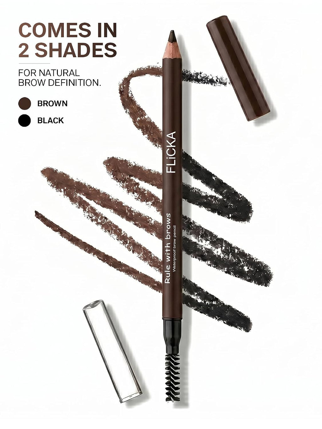 FLiCKA Rule With Brows Eyebrow Pencil, With Spoolie, Long-lasting and Natural-looking Results, Define & Blend Brow Pencil, 1.2g