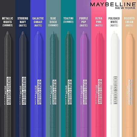 Maybelline New York Tattoo Liner Gel Pencil, Sharpenable Eyeliner, Tealtini Waterproof Eyeliner, 36H Wear, Shimmer finish, 1.2g