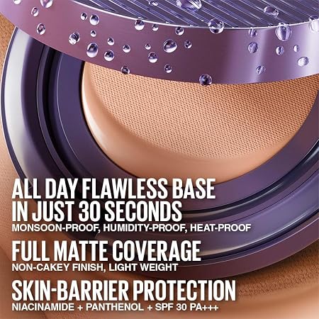 MAYBELLINE NEW YORK SUPER STAY MATTE MAX CUSHION FOUNDATION | UP TO 30H NIACINAMIDE+PANTHENOL TRANSFER PROOF & SWEAT PROOF SPF30 11g
