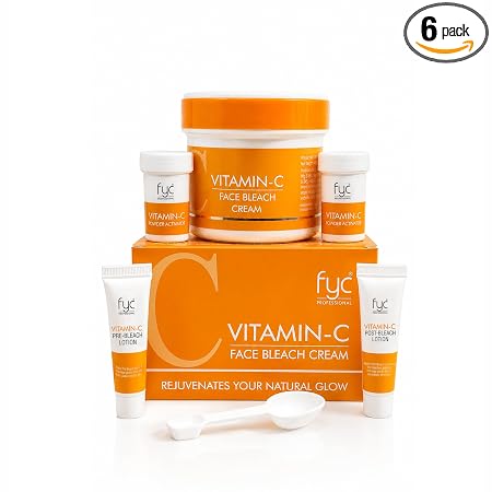 FYC Professional Vitamin C Face Bleach Cream Combo | Skin Brightening Bleach for Women & Men | Reduces Tan, Pigmentation & Dark Spots | Lightens Facial Hair | Pre & Post Bleach Lotion | Suitable for All Skin Types | 270g