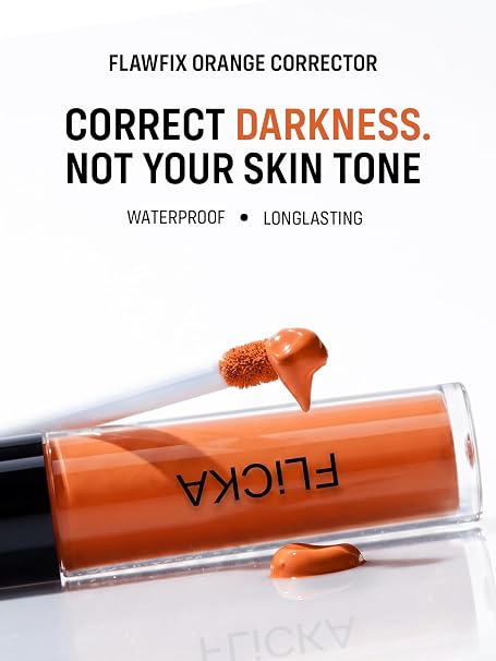FLiCKA Flaw Fix Colour Corrector, Hydrating & Long-Lasting Colour Corrector, Vegan & Cruelty-Free, Orange Colour 4.5ml