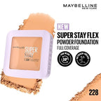 Maybelline New York Super Stay Flex Powder Foundation Compact, Full Coverage, 30H Full Coverage, Perfect for Oily Skin, Waterproof & Sweatproof, 9g