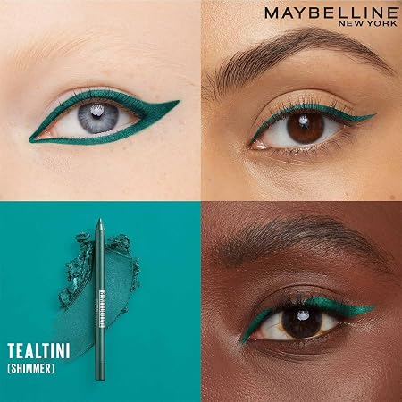 Maybelline New York Tattoo Liner Gel Pencil, Sharpenable Eyeliner, Tealtini Waterproof Eyeliner, 36H Wear, Shimmer finish, 1.2g