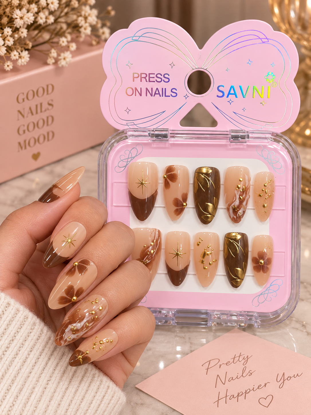 Press-on nails for instant glamour without the salon visit.