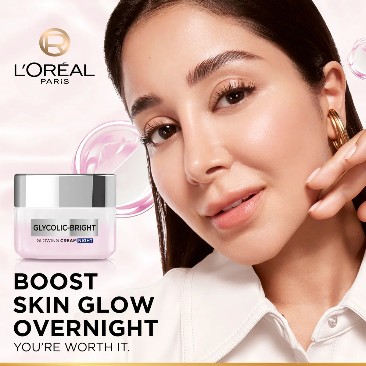 L'OREAL PARIS GLYCOLIC-BRIGHT GLOW NIGHT CREAM | Reduces Dullness & Boosts Glow Overnight | Glycolic + Niacinamide  50ml