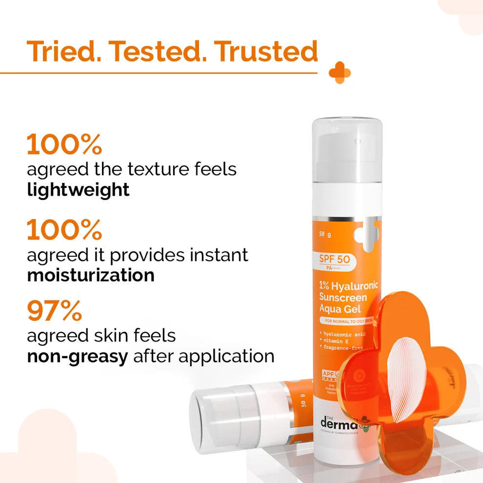The Derma Co 1% Hyaluronic Sunscreen Aqua Gel.